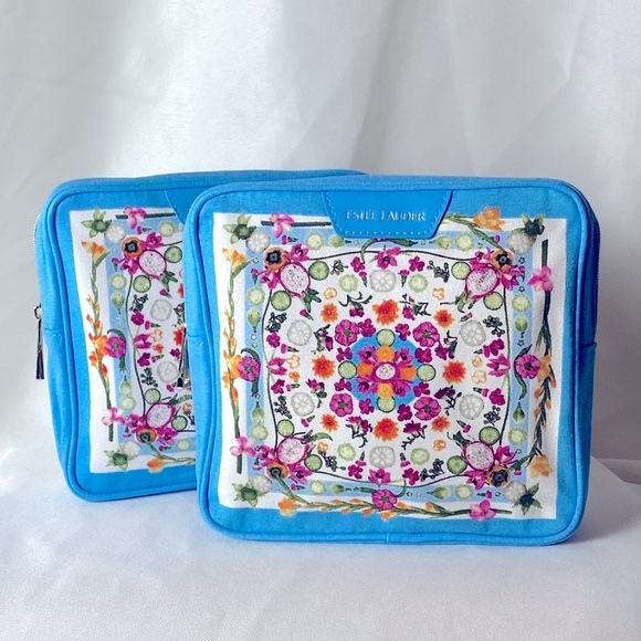 ESTÉE LAUDER Cosmetic Bags (2!) 7x7 Square/1.5” Width NEW! - Picture 1 of 4